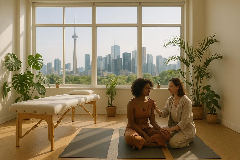 A Practical Guide to Holistic Health Services in Toronto What You Need to Know Two women in wellness studio for holistic health services in Toronto practical guide.